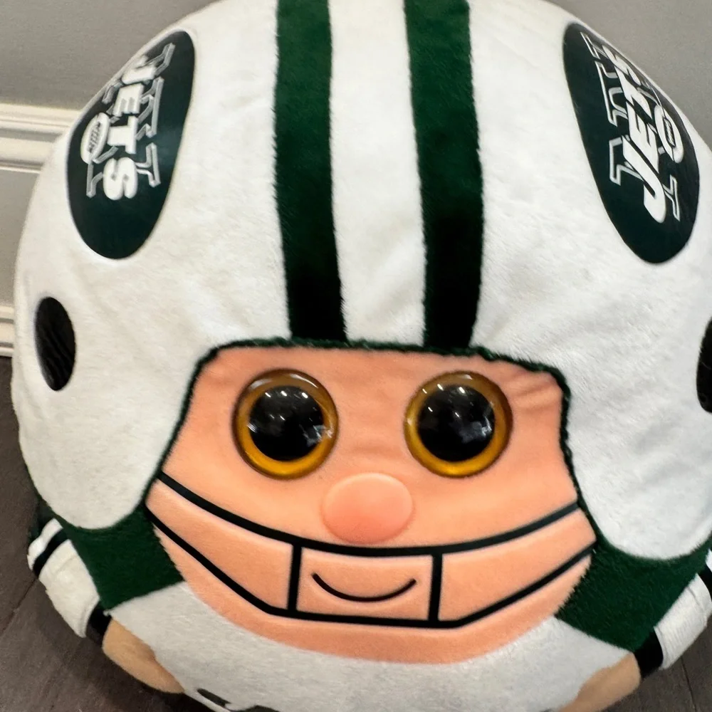 NFL NY Jets Plush Player Face Stuffed Plush Toy - Green and White Football